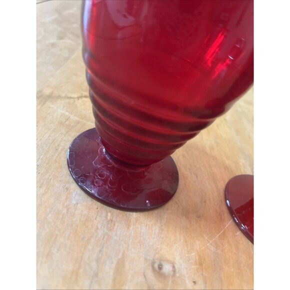 2 Vintage Water Wine Glasses PADEN CITY GLASS Ruby Red 4.75inch Holiday - Picture 2 of 6